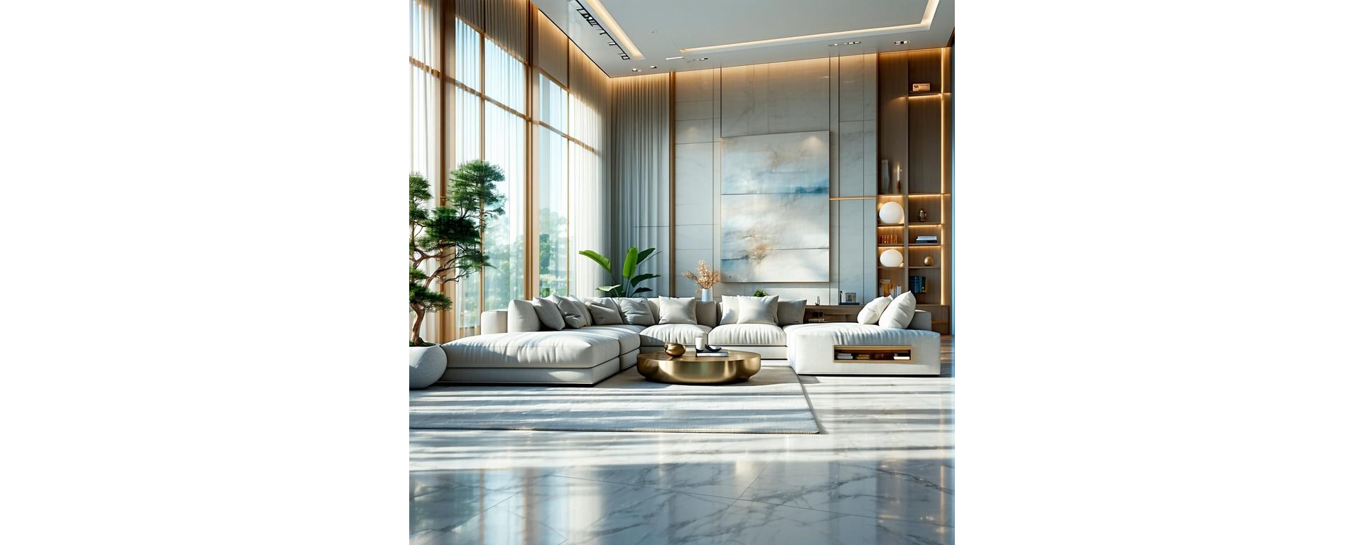 Spotless living room cleaned by professional staff